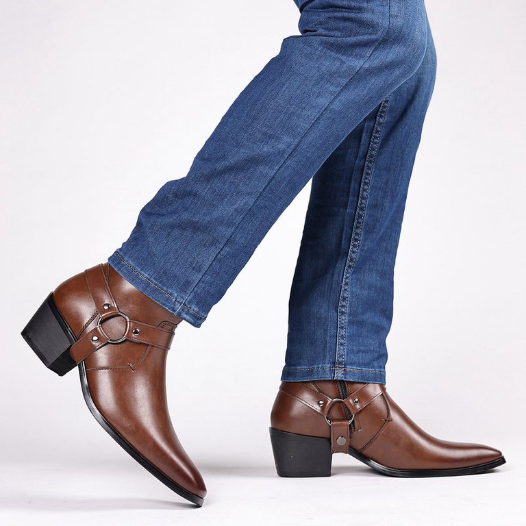 mens blue dress boots Men's Blue Leather Chelsea Boots main image 1
