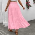 thumbnail image 6 of Gamivast Maxi Skirts for Women High Waisted Smocked Elastic Waist Drawstring Tiered Ruffle Flowy Skirt Casual Loose Boho Long Pleated Skirt Beachwear, 6 of 8