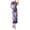 A-Blue247, variant on Women's Floral Print Cheongsam Short Sleeve Mandarin Collar Maxi Dress Traditional Chinese Formal Event Dress