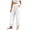 White-1, variant on Gytharion Cotton Linen Pants for Women Fashion Casual Solid Color Drawstring Elastic Waist Trousers Loose Fit Beach Pants