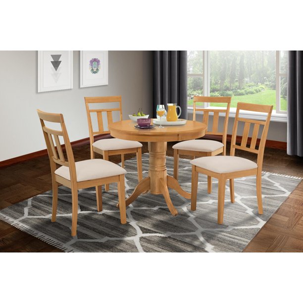 Brookline 5 Piece Small Kitchen Table And Chairs SetFinishOak,Shape