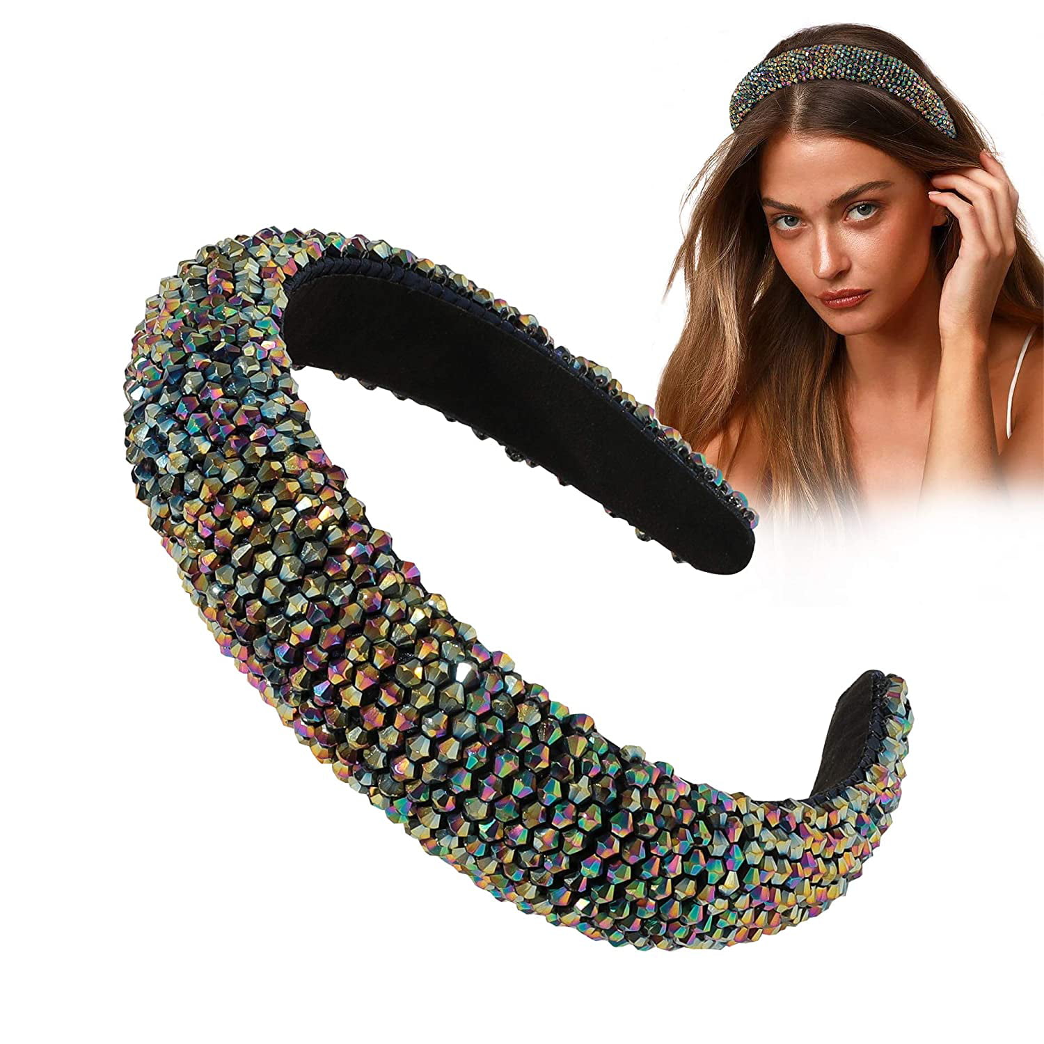 2pcs Women Girls Plastic Glitter Headband Reversible Hair Band Hoop Party Gifts