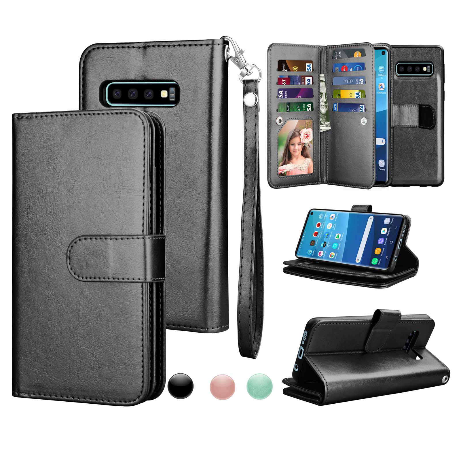 Buy jiehao Samsung Galaxy S10+ Plus Case, Vintage Elegant Luxury Designer  Monogram PU Leather Back with Lanyard Soft Bumper Shock Absorption Trunk  Case Cover Phone Case for S10+ Plus 6.4 2019, Brown