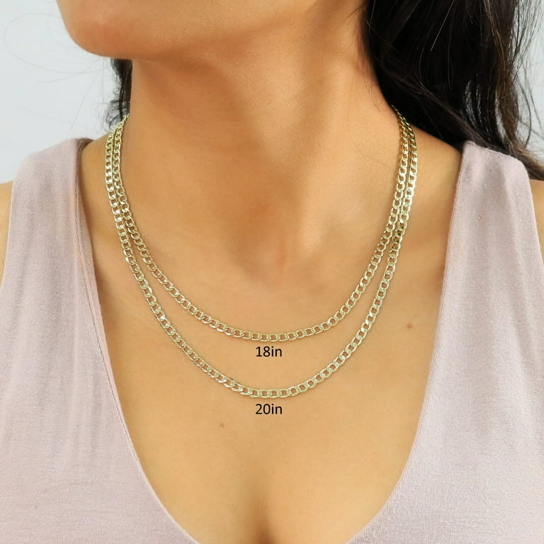 Nuragold 10k Real Yellow Gold Cuban Curb Link Chain Necklace - Main Image