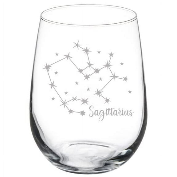 Wine Glass Goblet Sagittarius Star Zodiac Horoscope Constellation (17 oz Stemless)