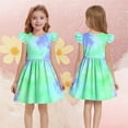 thumbnail image 4 of Cethrio Girl's Summer Dresses, Tie Dye A-Line Flutter Sleeve Princess Dresses Birthday Dresses Green Size 9-10T, 4 of 6