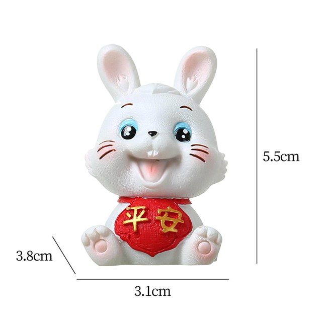 VONKY Chinese Rabbit Statue Bunny Figurine Craft for Holiday Store Decoration Peace