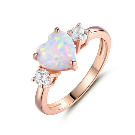 18k Rose Gold Plated Fire Opal Heart Ring