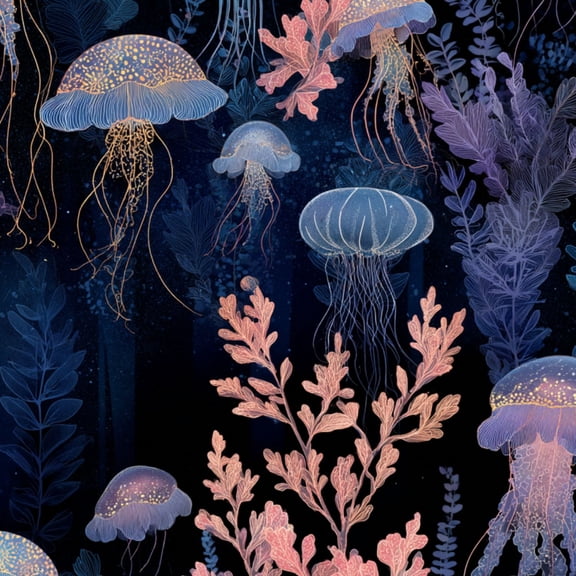 Peel and Stick Wallpaper Mesmerizing Jellyfish Underwater Soft Coral Wall Mural 23.6in x 9.8ft Self Adhesive Removable Wall Paper Renter Friendly Wallpaper for Nursery Bedroom Cabinets