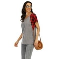 thumbnail image 5 of Frontwalk Summer Beach Tops Shirts for Women Casual Short Sleeve Plaid Tee Pullover Boho Holiday T-Shirt Loungewear Tunic Blouses, 5 of 8