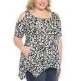 thumbnail image 2 of White Mark Short Sleeve Cold Shoulder Leopard Print Tunic Top, Women's Plus, 1X-3X, 2 of 6