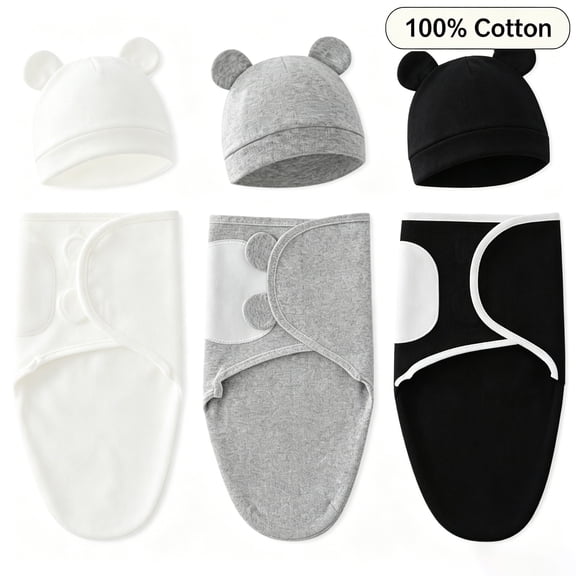 USIONE Baby Swaddle Sleep Sacks- 3-Pack Swaddles for Newborns 0-3 Months, Infant, Baby Girls, Boys, Soft & Durable Newborn Sleep Sack, Easy Diaper Change Swaddling Blanket
