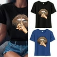 thumbnail image 2 of Yokua Women's Leopard Lips and Finger Print T-Shirt Graphics Short Sleeve Summer Top, 2 of 16