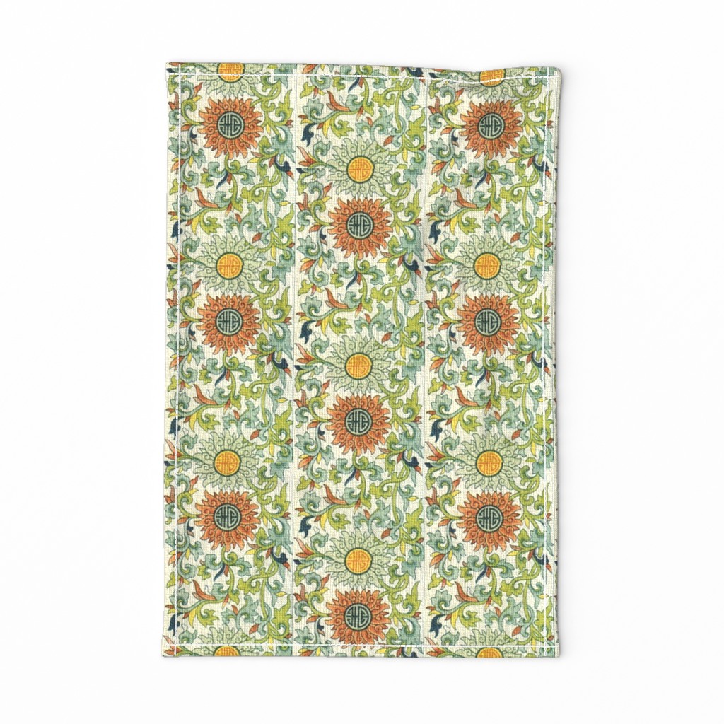 Chinese Asian Oriental Tapestry Linen Cotton Tea Towels by Roostery Set of 2 Chinese Asian Oriental Tapestry Linen Cotton Tea Towels by Roostery Set of 2