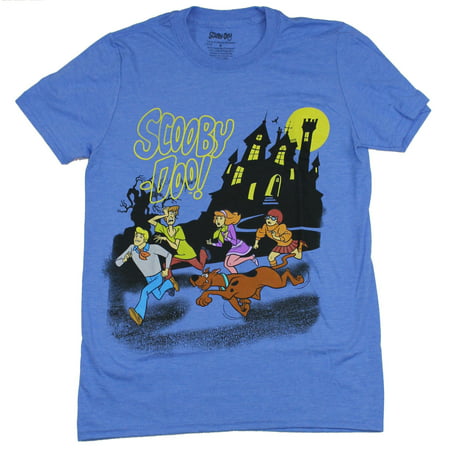 Scooby Doo Mens T-Shirt - Classic Gang Running From Mystery