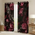thumbnail image 2 of Manfei 3D Horror Bat Black Out Curtains, Western Retro Rose Curtains Pack of 2 (42x63 Each), Romantic Anniversary Bedroom Curtains, Window Curtains Home Decor, 2 of 6