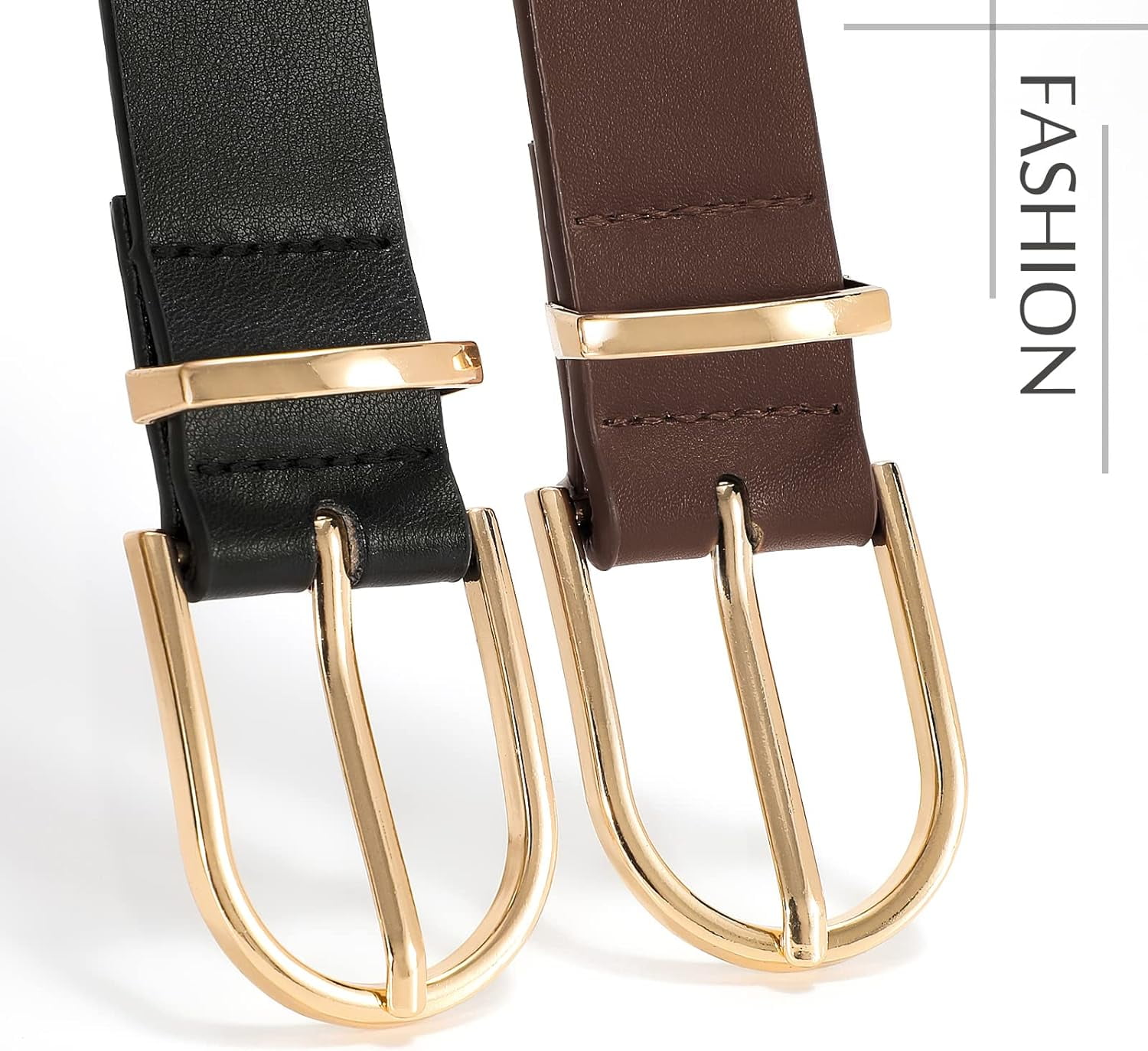 4913 3 Pack Women\'s Belts For Jeans Pants Fashion Gold Buckle Ladies Dress 3 Pack Women main image 2