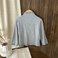 thumbnail image 3 of Posijego Girls Mock Turtleneck Long Sleeve Shirts Embroidery Floral Front Tops Spring Basic Tee Shirt for Girls, 3 of 6