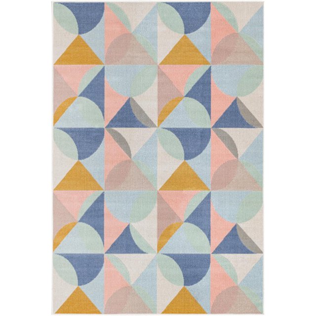 Unique Loom Lotus Cercles Zone Abstraite Tapis 4' x 6' Rectangle Multi/rose