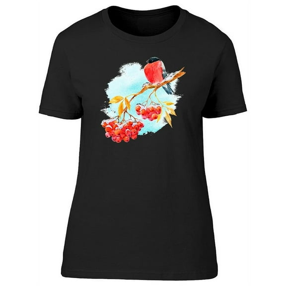Bullfinch On Berries Branch Tee Women's -Image by Shutterstock