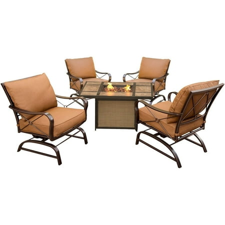 Cambridge Outdoor Bradford 5-Piece Conversation Set with Tile-Top Fire Pit Table