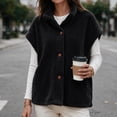 thumbnail image 7 of Kinrui Womens Fuzzy Fleece Vest Oversized Casual Warm Sherpa Jacket Sleeveless Button Down Outerwear with Pockets Solid Color Cap Sleeve Loose Fit Fall Winter Coats Black XXXL, 7 of 7