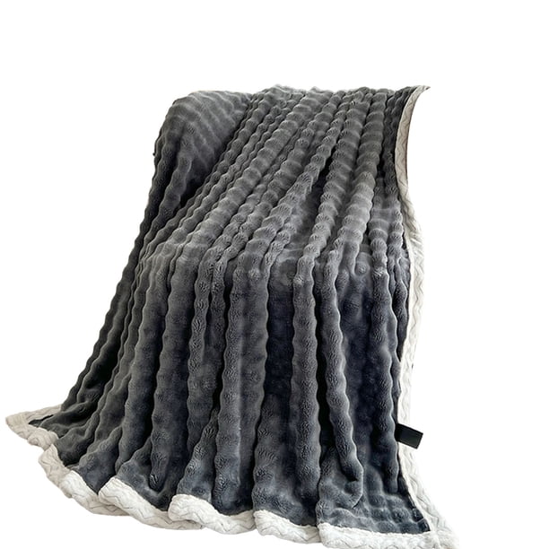 Manta de Lanzamiento para Sofá 59x40 Manta de Lana Funda de Almohada Sofá Uso Suave Cálido Crema Esponjosa Color Manta Sólida Decoración Y Regalo Mantas a Rayas Manta de Lanzamiento Suave