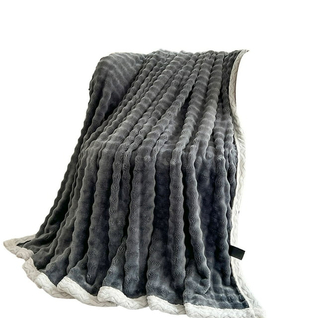 Bwiyojiz Home & Kitchen Decor Bedding Textiles Blankets Throws 59x40 in Fleece Throw Blanket for Couch Soft Warm Fluffys Cream Solid ColorBlanket Decorative and Giftable Striped, Gray