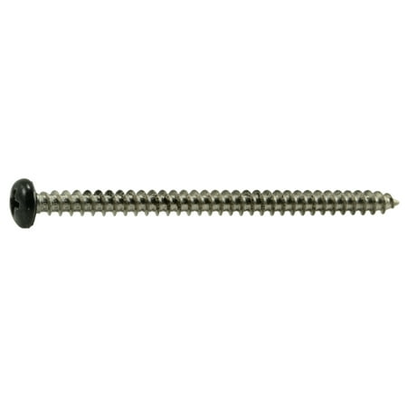 

#10 x 3 Black Painted 18-8 Stainless Steel Phillips Pan Head Sheet Metal Screws SMSPSS-688
