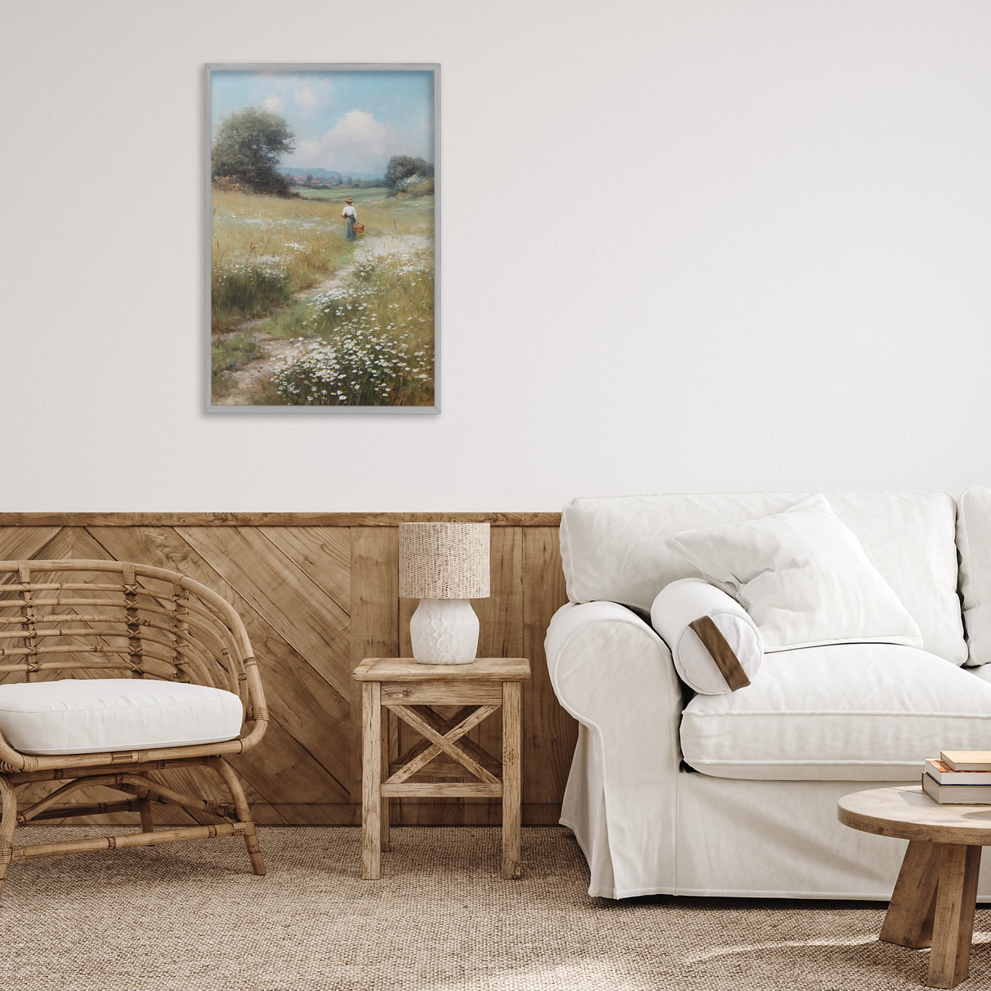 Stupell Industries Flower Gazing in Summer Meadow Gray Framed Giclee Art, design by Petal Prints Design