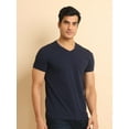 thumbnail image 4 of BERRYBLUES Solid Men V Neck Light Blue T-Shirt, 4 of 6