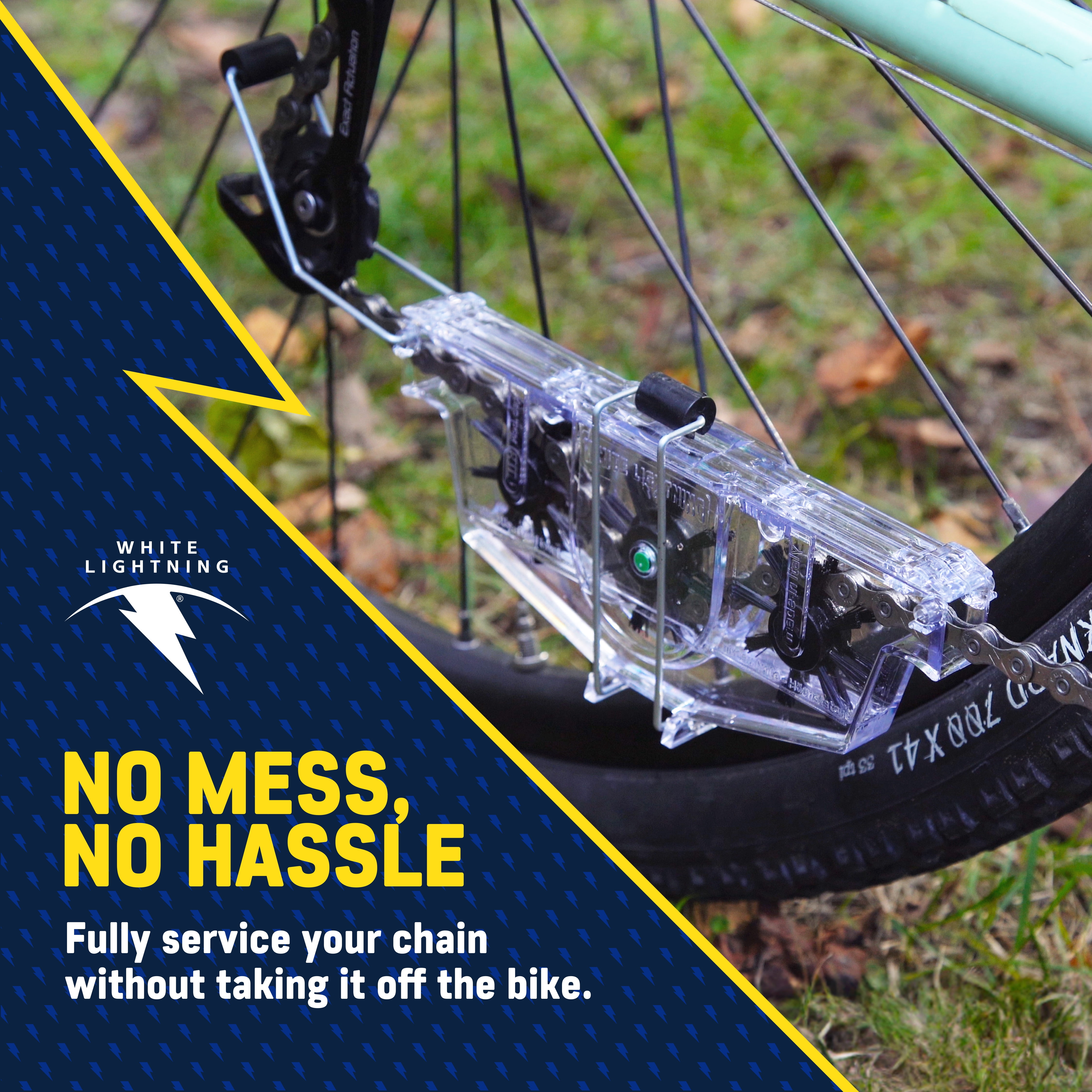 White Lightning® Fast & Easy Bicycle Chain Cleaner Kit™, 2oz Clean Streak Degreaser Concentrate