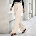 thumbnail image 4 of Mifsaly Wide Leg Dress Pants for Women High Waisted Pleated Professional Work Trousers with Pockets Flowy Business Casual Office formal Occasions Outfits Beige,XXL, 4 of 6