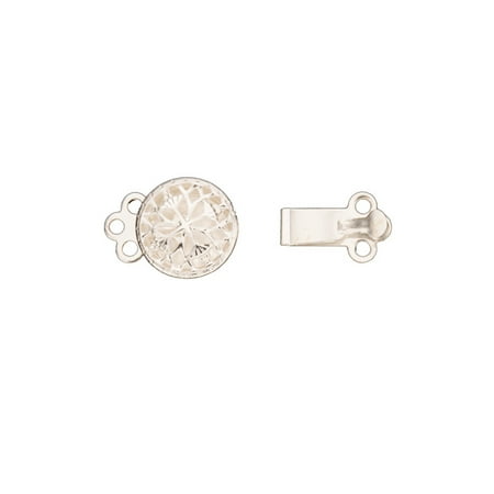 - Round 3 Stanrd Box Clasp Filigree Flower Design Silver Plated With Tab And Safety 15x9mm Sold per pkg of 16pcs