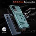 thumbnail image 5 of For Motorola Edge 50 Fusion Phone Case with Finger Ring Holder Kickstand, Card Slots，Heavy Duty Shockproof Rugged Protective Working with Magnetic Car Phone Mount,Green, 5 of 7