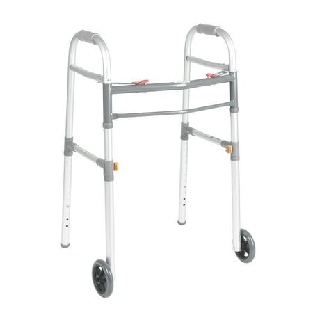 1 Button Walker - Drive Medical Two Button Folding Universal Walker with 5
