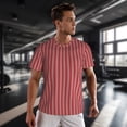 thumbnail image 3 of Wukai Stripes Red White Print Men's Short-Sleeved Mesh T-Shirt,Quick-Dry Short Sleeve Workout T-Shirt-4X-Large, 3 of 8