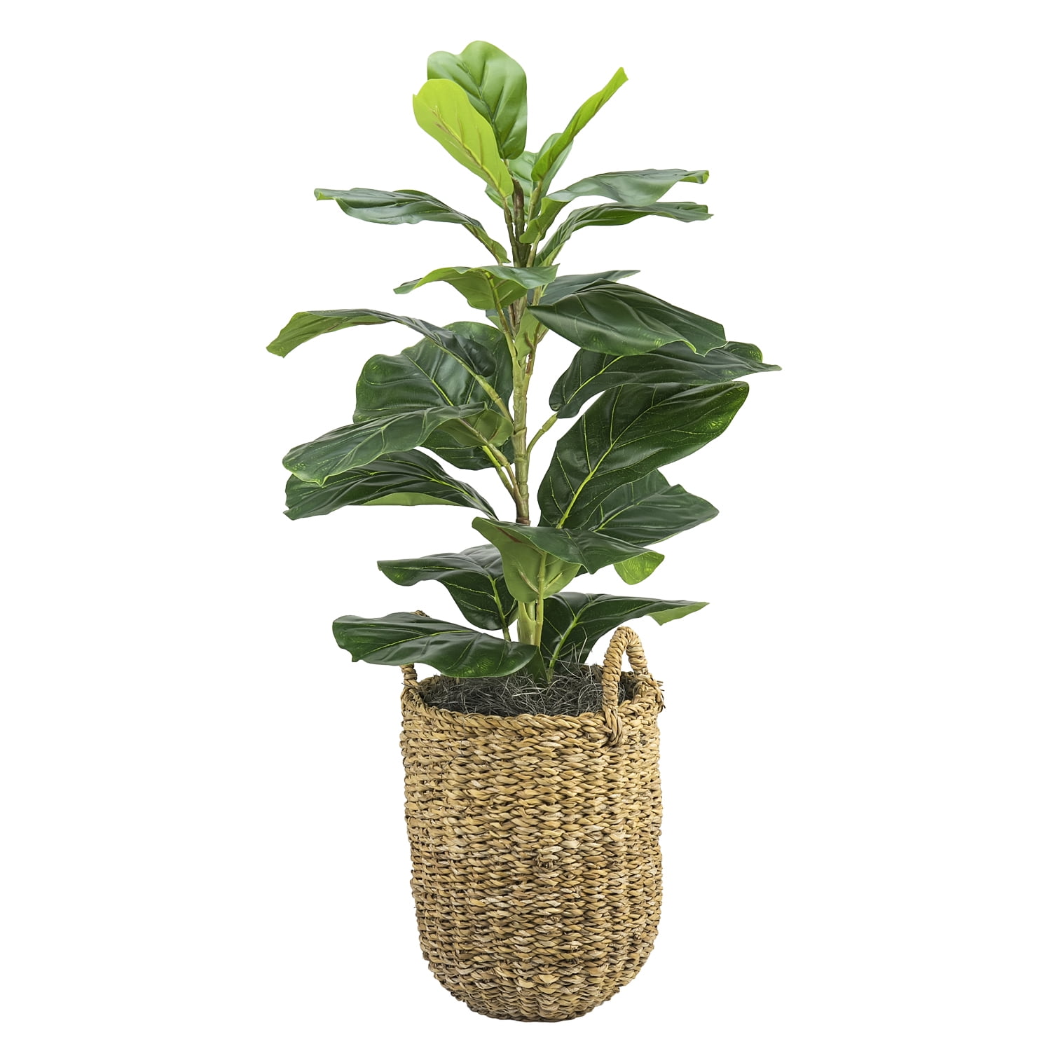 LCG Sales 30' Artificial Fig Plant in a Handwoven Basket with Handles