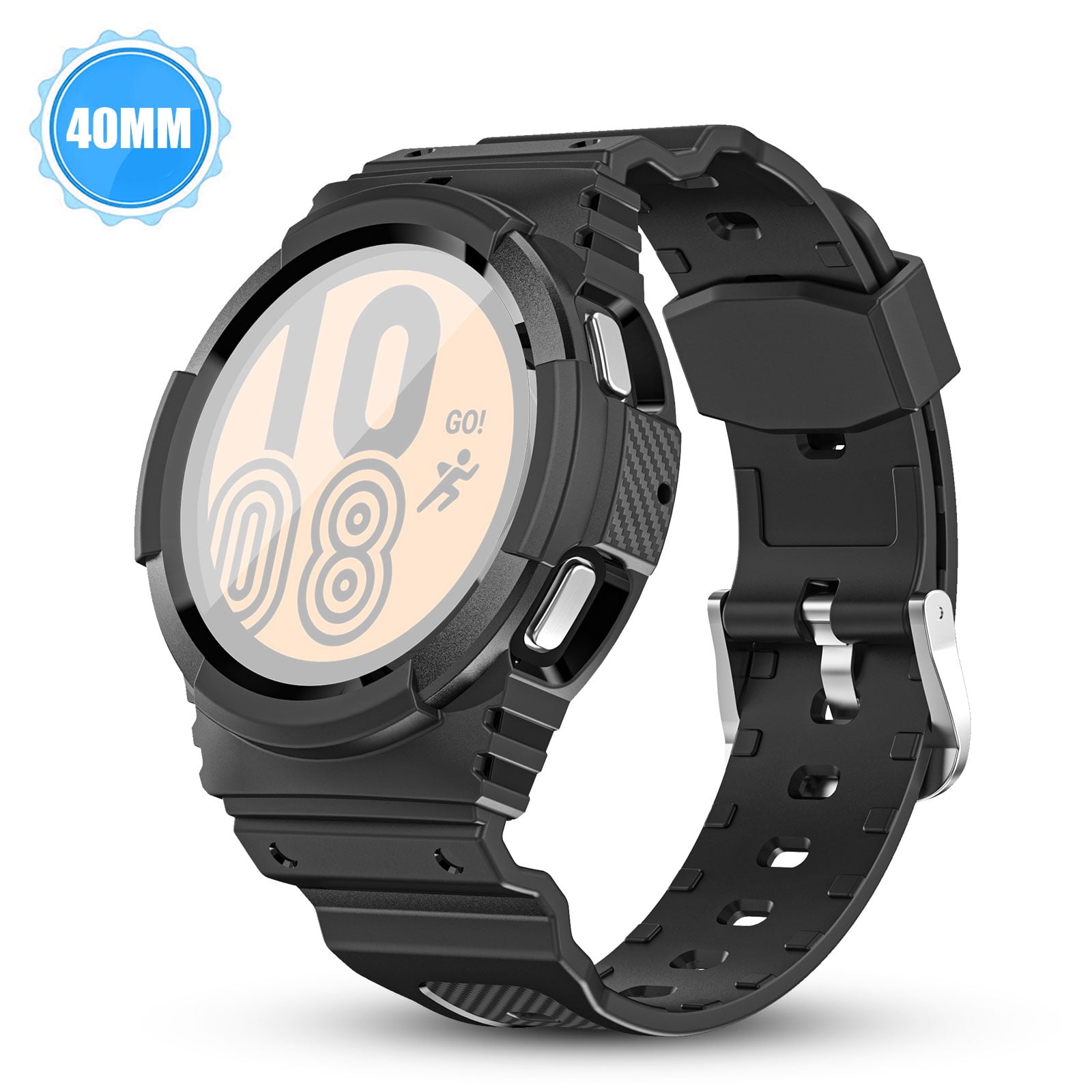 Case Bands Fit For Samsung Galaxy Watch 4 40mm 44mm Tsv Replacement Sports Strap Band With Rugged Bumper Cover Fit For Galaxy Watch 4 Black Walmart Com