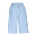 thumbnail image 4 of Karight Women's Linen Wide Leg Capri Pants Beach High Waisted Drawstring Casual Loose Capris Pants with Pockets, 4 of 7