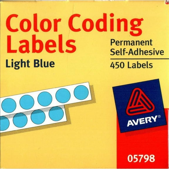 Avery Color Coding Labels 1/4 Inch Permanent Self-Adhesive - 450 Count - Light Blue