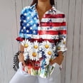 thumbnail image 2 of SELONE Fourth of July Print Women Button down Shirt Stripe Tops Collared Long Sleeve Wear Patriotic Graphic Clothes, 2 of 5