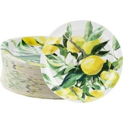 Disposable Plates - 80-Count Paper Plates, Lemon Party Supplies for Appetizer, Lunch, Dinner, and Dessert, Brunch and Garden Party, 9 x 9 inches