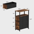 thumbnail image 3 of PrimeCook Shop Narrow Night Stand, Slim End Table, Tall Side Table with 3 Fabric Drawer, Small Bedside Table with Storage, Set of 2, for Living Room, Bedroom, Brown, 3 of 16