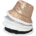thumbnail image 2 of CoCopeaunts Metal Leather Wave Men Bucket Hat Plush Thickened Winter Keep Warm Basin Hat Reversible Fisherman Hat for Women, 2 of 8