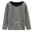 thumbnail image 3 of Jinhomg Toddler Kids Striped Tee Shirts Fall Winter Soft Warm Thin Fleece Tshirts Boys Girls Casual Comfy Tops Seasonal Sale Black 160, 3 of 4