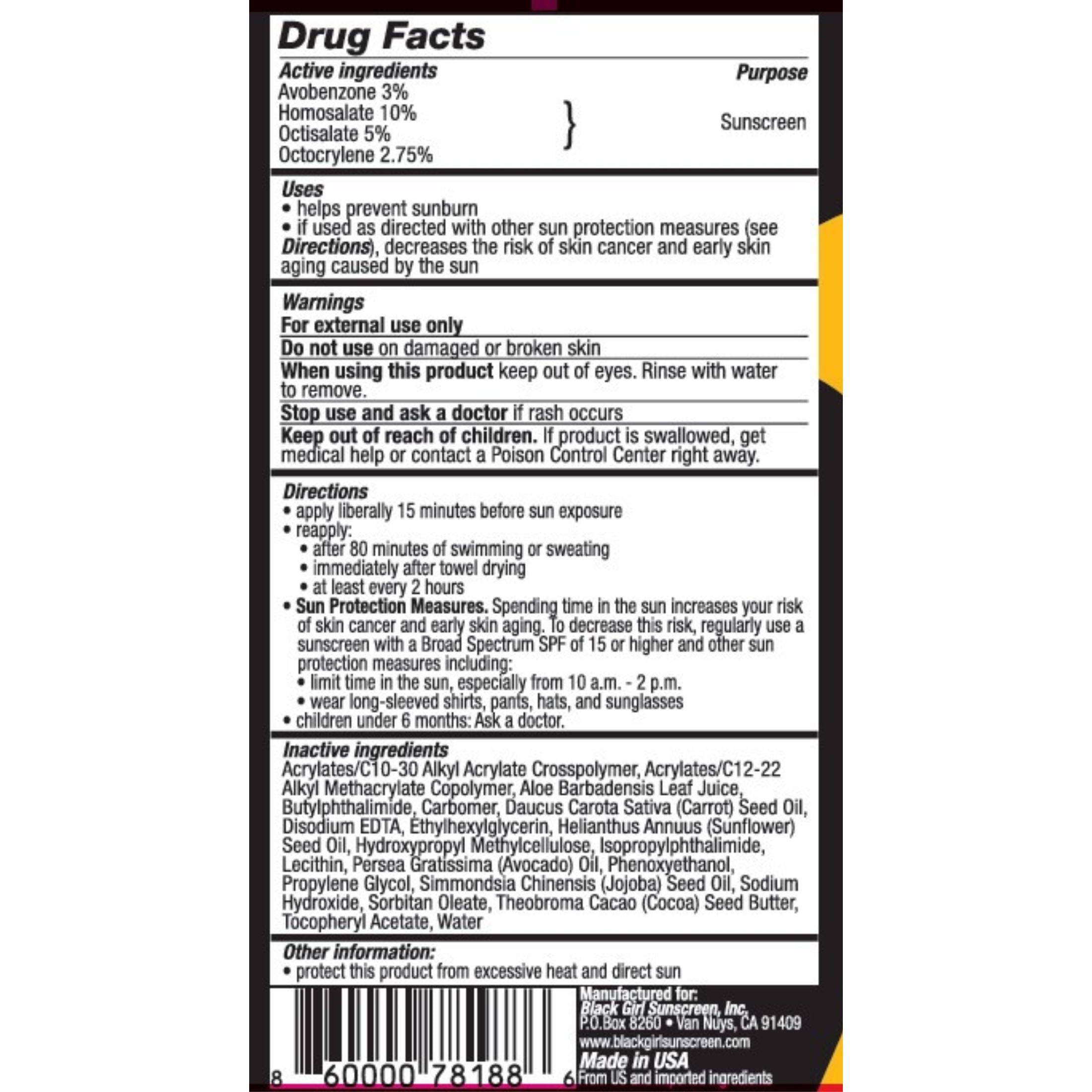 Black Girl Sunscreen, Broad Spectrum Lotion, SPF 30, 2 floz