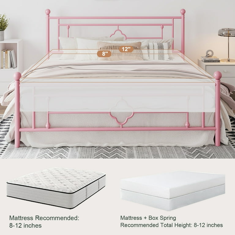 Amolife King Size Metal Platform Bed Frame with Vintage