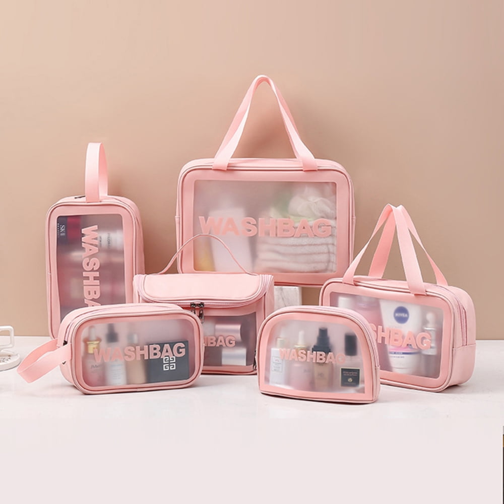  Amylove 6 Pcs Clear Makeup Bags with Zipper and Handle