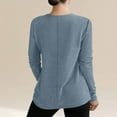 thumbnail image 4 of Lenpel Long Sleeve Tops for Women Trendy Notched V Neck Solid Color Textured Knit T Shirts Casual Loose Tee Blouses(Light Blue,X-Large), 4 of 4